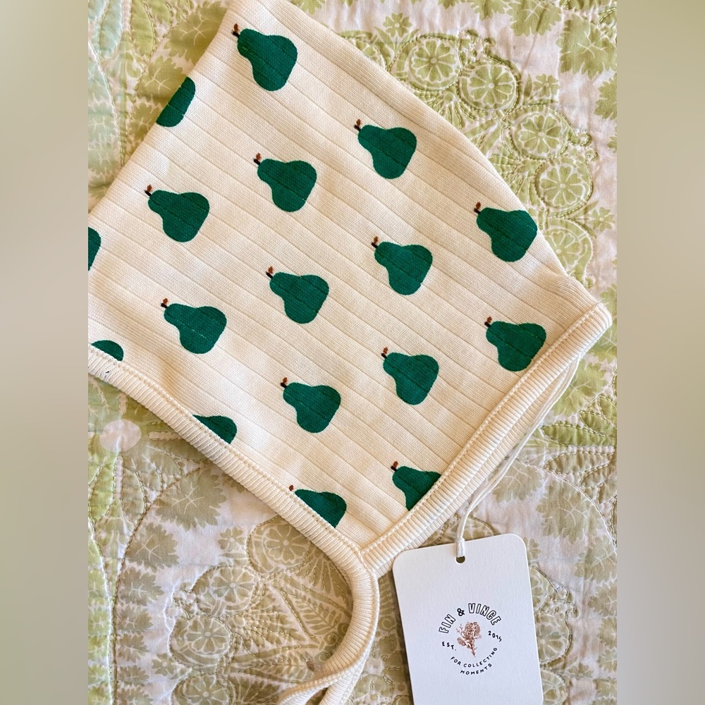 Fin & Vince 🐴🤎 Baby pixie tie bonnet pear 12-18 months - Picture 13 of 13